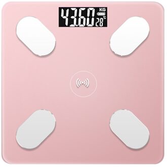Bluetooth Lichaamsvet Schaal Smart Elektronische Weegschalen Led Digitale Weegschalen Badkamer Weegschaal Balance Lichaam Samenstelling Analyzer D3563-roze