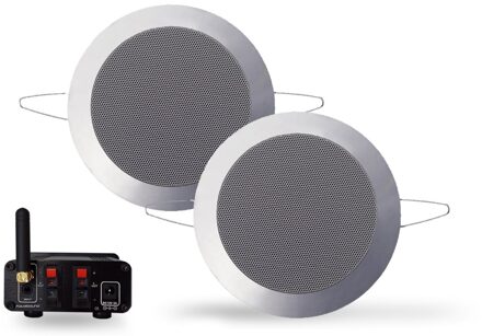 Bluetooth Music Center Aquasound + Twist Speakerset 50 Watt / BT4.0 / AUTO-AUX Mat Chroom Aquasound