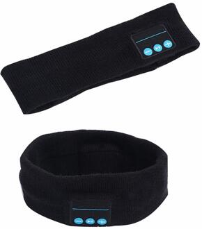 Bluetooth Muziek Hoofdband Knits Slapen Hoofddeksels Hoofdtelefoon Speaker Headset Stereo Muziek Handsfree Voor Hardlopen Jogging zwart