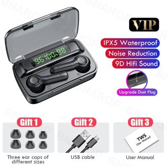 Bluetooth Oortelefoon Met Mircrophone V5.0 9D Stereo Geluid Noise Cancelling Draadloze Hoofdtelefoon Touch Control Waterdicht Headsets zwart 2