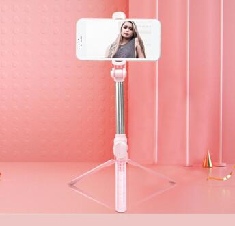 Bluetooth Selfie Stok Uitbreidbaar Statief Zelf Stok Selfiestick Smartphone Selfie-Stick Voor Iphone Samsung Huawei Xiaomi Roze