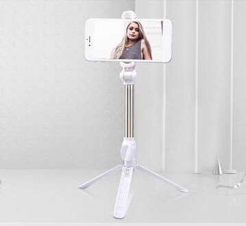 Bluetooth Selfie Stok Uitbreidbaar Statief Zelf Stok Selfiestick Smartphone Selfie-Stick Voor Iphone Samsung Huawei Xiaomi wit