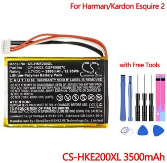 Bluetooth Speaker Batterij CS-HKE200XL Voor Harman/Kardon Esquire 2 Vervanging CP-HK03, GSP805070 Batterijen Akku 3500Mah