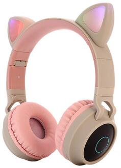Bluetooth Stereo Oortelefoon Leuke Kat Oor Hoofdtelefoon Knipperende Gloeiende hoofdtelefoon Gaming Headset Oortelefoon LED licht Voor PC Meisjes roze grijs