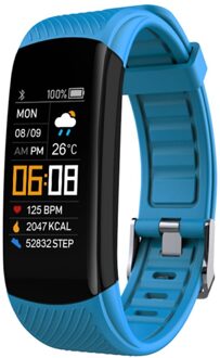 Bluetooth Waterdicht Hartslag Sleep Monitor Fitness Sport Smart Armband Multifunctionele Touch Screen Smart Armband Blauw