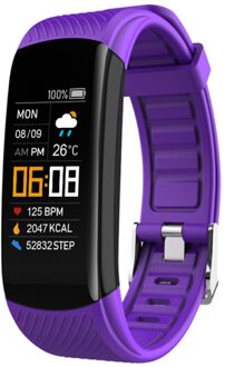 Bluetooth Waterdicht Hartslag Sleep Monitor Fitness Sport Smart Armband Multifunctionele Touch Screen Smart Armband Paars