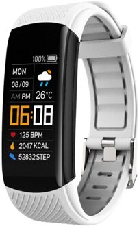 Bluetooth Waterdicht Hartslag Sleep Monitor Fitness Sport Smart Armband Multifunctionele Touch Screen Smart Armband wit