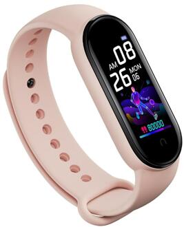 Bluetooth Waterdicht Smart Horloge Kleur Screen Sport Workout Hartslag Bloeddruk Fitness Tracker Armband Monitor Polsband Roze