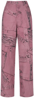 Blumarine Boyfriend Print Jeans Blumarine , Pink , Dames - Xs,2Xs