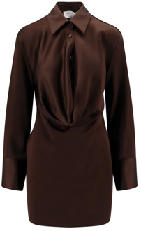 Blumarine Bruine V-hals jurk met zijrits Blumarine , Brown , Dames - L,S,Xs