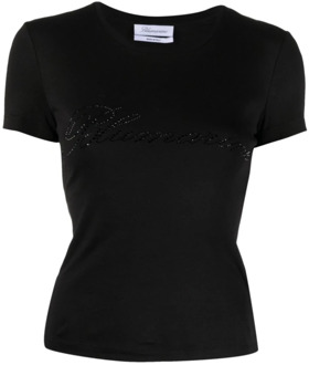 Blumarine Logo T-Shirt Blumarine , Black , Dames - L,M,S