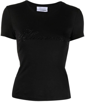 Blumarine Logo-versierd katoenen T-shirt Blumarine , Black , Dames - L,M,S,Xs
