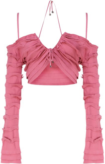 Blumarine Roze Ruffle Sweaters Blumarine , Pink , Dames - M,S