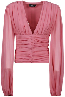Blumarine Ruched-detail blouse Blumarine , Pink , Dames - S,Xs