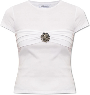 Blumarine T-shirt met rozenbroche Blumarine , White , Dames - L
