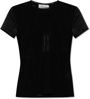 Blumarine Tweelaagse transparante T-shirt Blumarine , Black , Dames - L,M,S,Xs