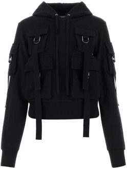 Blumarine Zwarte katoenen sweatshirt - Stijlvol en comfortabel Blumarine , Black , Dames - M