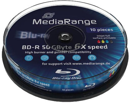Bluray 50GB 10pcs BD-R cake 6x Inkjet Fullprint.