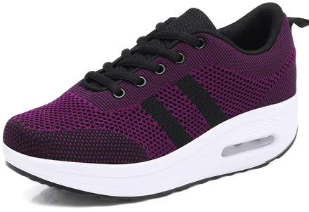 BLWBYL Women Mesh Sneakers Breathable Outdoor Lace Up Thick Bottom Shoes For Women Casual Shoes Ladies Platform Wedges Shoes