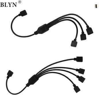 BLYN 1pcs 4 Pin RGB Splitter Convert Cable Connector Two Three Four Way Black Cable Connect Wire Adapter For RGB LED Strip Tape
