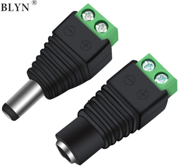 BLYN DC Connector 5.5mm x 2.1mm Jack Socket Male and Female LED Adapter For CCTV Power Convert LED Strip Light Connection