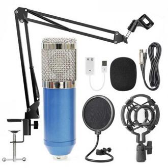 BM-800 Professionele Capacitieve Microfoon Vocal Recording Bedrade Microfoon Voor Computer Blauw