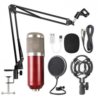 BM-800 Professionele Capacitieve Microfoon Vocal Recording Bedrade Microfoon Voor Computer Rood