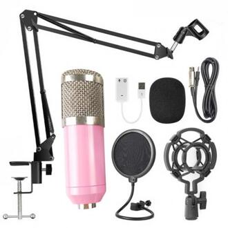 BM-800 Professionele Capacitieve Microfoon Vocal Recording Bedrade Microfoon Voor Computer roze