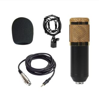 Bm 800 Studio Professionele Condensator Microfoon V8 Geluidskaart Karaoke Bluetooth Speaker Met Microfoon Stand Condensator Usb Mic goud BM800