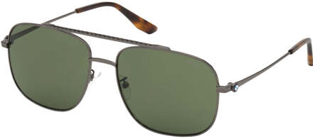 BMW Glanzende zonnebril met metalen montuur en groene glazen Grijs