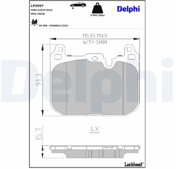 BMW Jeu De Plaquettes De Frein LP3597