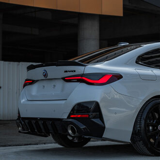 BMW Oneway Achterbumperskirt (Diffuser) passend voor BMW 4-Serie G26 M-Pack/M440i 2021- - Glanzend zwart OWRV21045