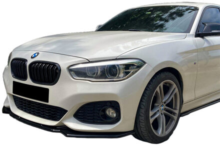 BMW Oneway Voorspoilerlip passend voor BMW 1-Serie F20/F21 M-Power Facelift 2015-2019 - Glanzend zwart OWFS01052