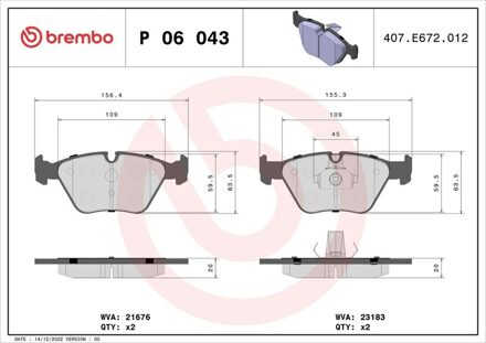 BMW Remblokkenset, schijfrem BREMBO XTRA LINE P06043X