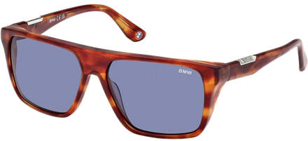 BMW Rode Havana Omlijste Blauwe Glazen Zonnebril - maat Rood