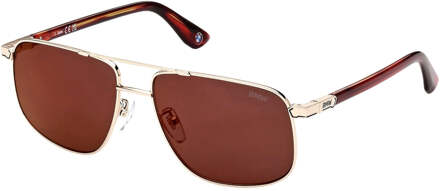 BMW Roviex zonnebril met gouden montuur en spiegelende lenzen - maat