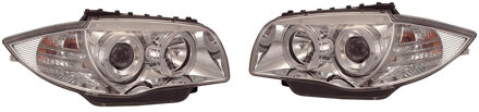 BMW Set Koplampen passend voor BMW 1-Serie E81/E87 2004-2011 - Chroom - incl. Angel-Eyes