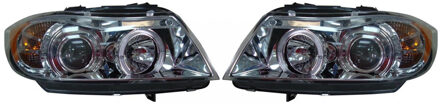 BMW Set Koplampen passend voor BMW 3-Serie E90/E91 Sedan/Touring 2005-2008 - Chroom - incl. Angel-Eyes