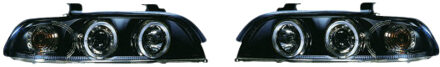 BMW Set Koplampen passend voor BMW 5-Serie E39 1996-2003 - Zwart - incl. Angel-Eyes & Motor