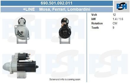 BMW Starter Lombardini 1.6 kw 690501092011