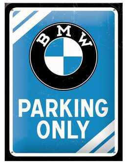 BMW wand deco ophangbordje - Parking Only - metaal - 15 x 20 cm - Old school metall signs
