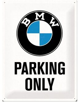 BMW wand deco ophangbordje - Parking Only - metaal - 30 x 40 cm - Old school metall signs