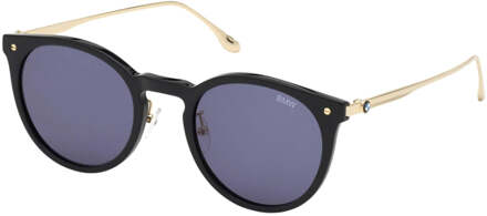 BMW zonnebril met glanzend zwart montuur en blauwe lenzen - One Size