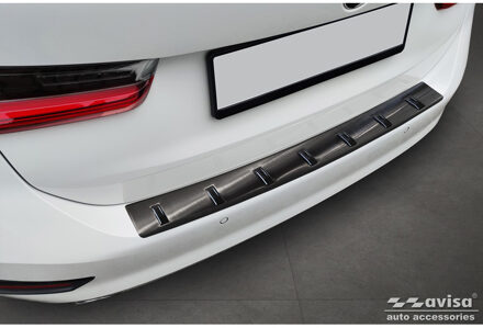 BMW Zwart RVS Achterbumperprotector passend voor BMW 3 Serie (G21) Touring 2019-2022 'STRONG EDITION' AV254043