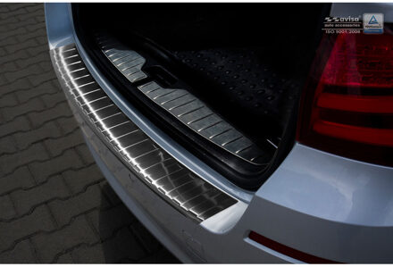 BMW Zwart RVS Achterbumperprotector passend voor BMW 5-Serie F11 Touring 2010- 'Ribs'