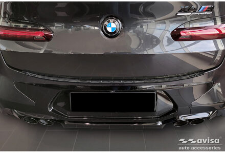 BMW Zwart RVS Achterbumperprotector passend voor BMW X4 G02/F98 M Competition Facelift 2021- 'Ribs' AV245342