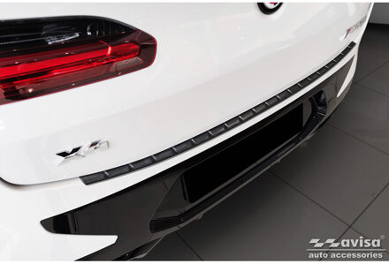 BMW Zwart RVS Achterbumperprotector passend voor BMW X4 G02 FL 2021- met M-Pakket 'Ribs' AV245354
