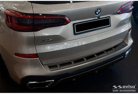 BMW Zwart RVS Achterbumperprotector passend voor BMW X5 (G05) M-Sport 2018- 'STRONG EDITION' AV254045