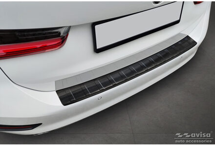 BMW Zwart RVS Bumper beschermer passend voor BMW 3-Serie G21 Touring 2019-2022 'Ribs' AV245355