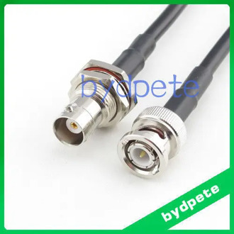 BNC female bulkhead to BNC male crimp RG58 cable jumper pigtail 4inch~20M